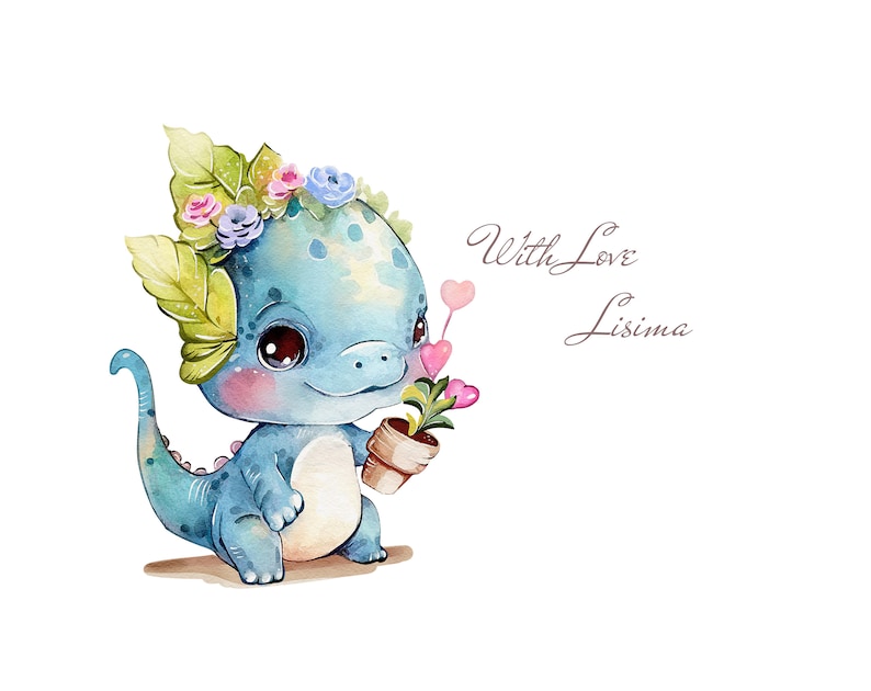 Dinosaurs Watercolor PNG, Cute Clipart, Baby Animal, Nursery Decor ...