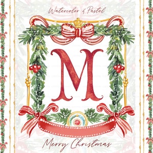 Kerstwapen DIY digitale clipart, strik, digitale papieren kaders kerstkrans