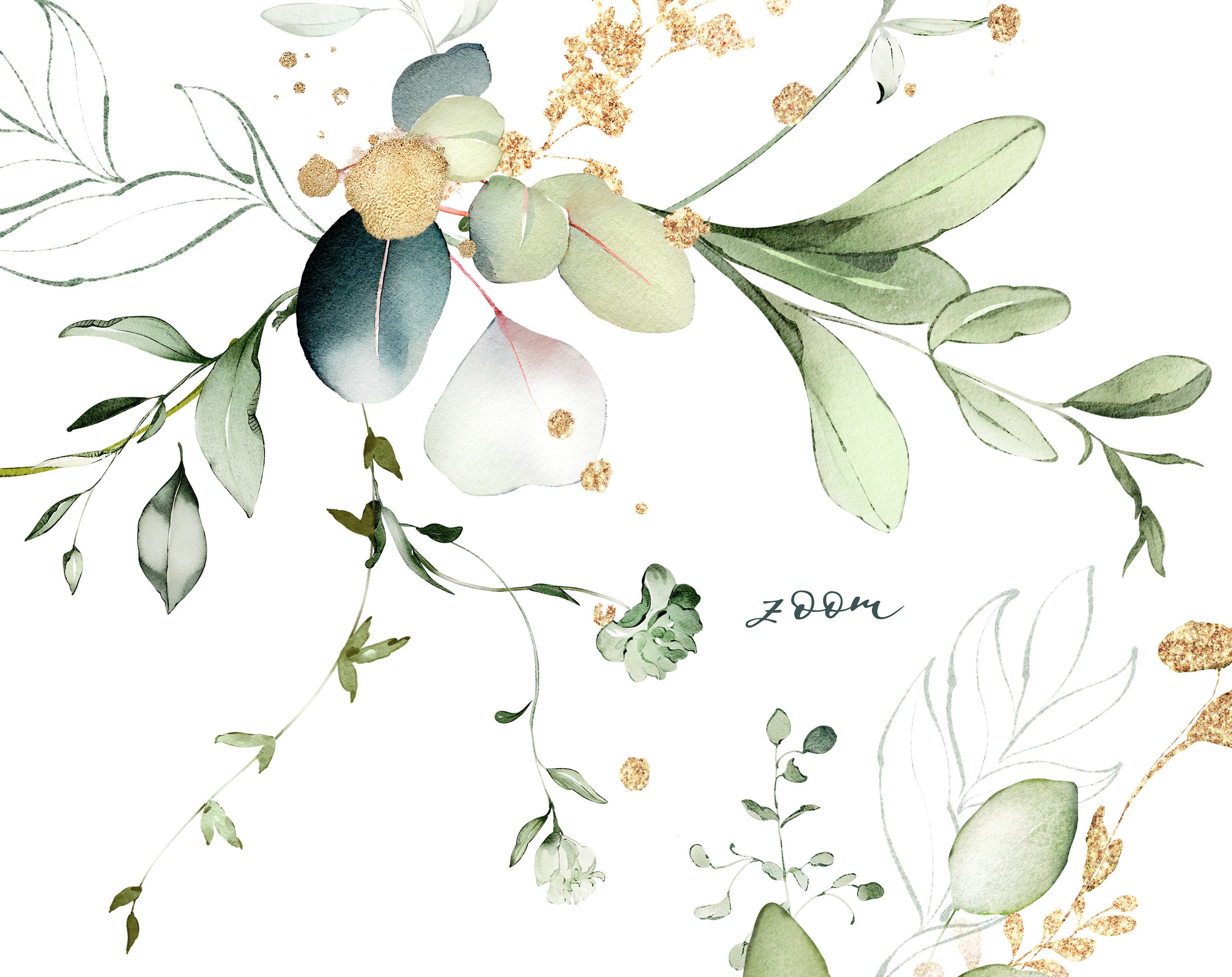 Watercolor Eucalyptus Greenery Bouquets PNG Clipart, Wedding Digital ...
