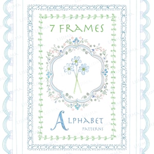 Emblème botanique aquarelle, vintage bleu de mariage, papier numérique bricolage grand millénaire pour chambre d'enfant, vert, clipart alphabet cadres