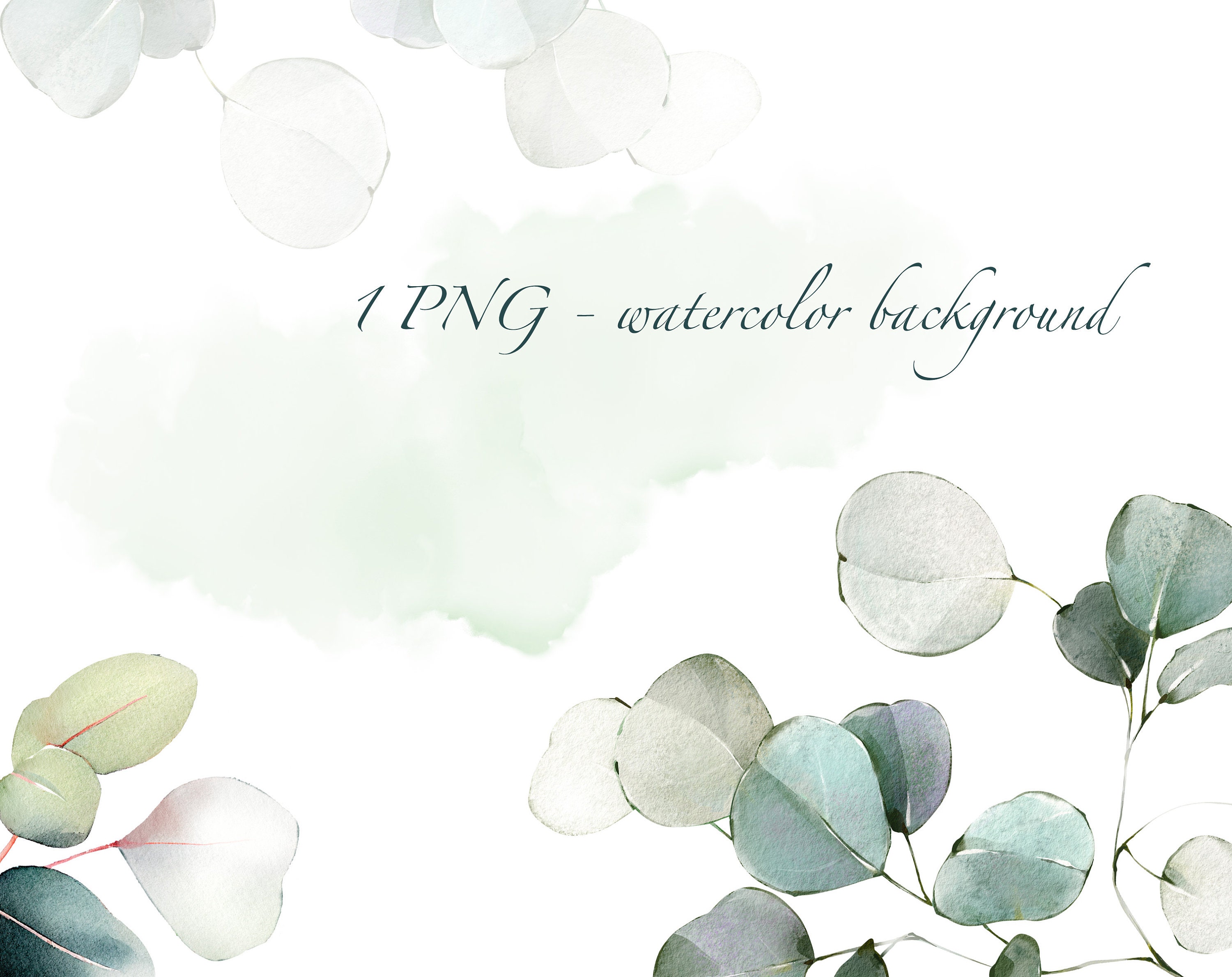 Watercolor Eucalyptus Greenery Bouquets PNG Clipart Set, Wedding ...
