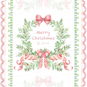 Christmas Crest DIY Digital Clipart, Bow, Digital paper Frames Christmas Wreath