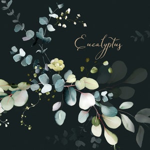 Watercolor Eucalyptus Greenery Bouquets PNG Clipart Set, Wedding ...