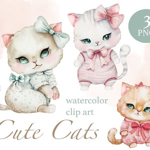 Cat  watercolor PNG, teddy cute clipart, baby animal, nursery decor, digital