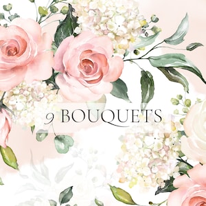 Aquarell rosa Rosen, Blumensträuße PNG Clipart, Hochzeit, digitale Blumen grüne Blätter Kräuter
