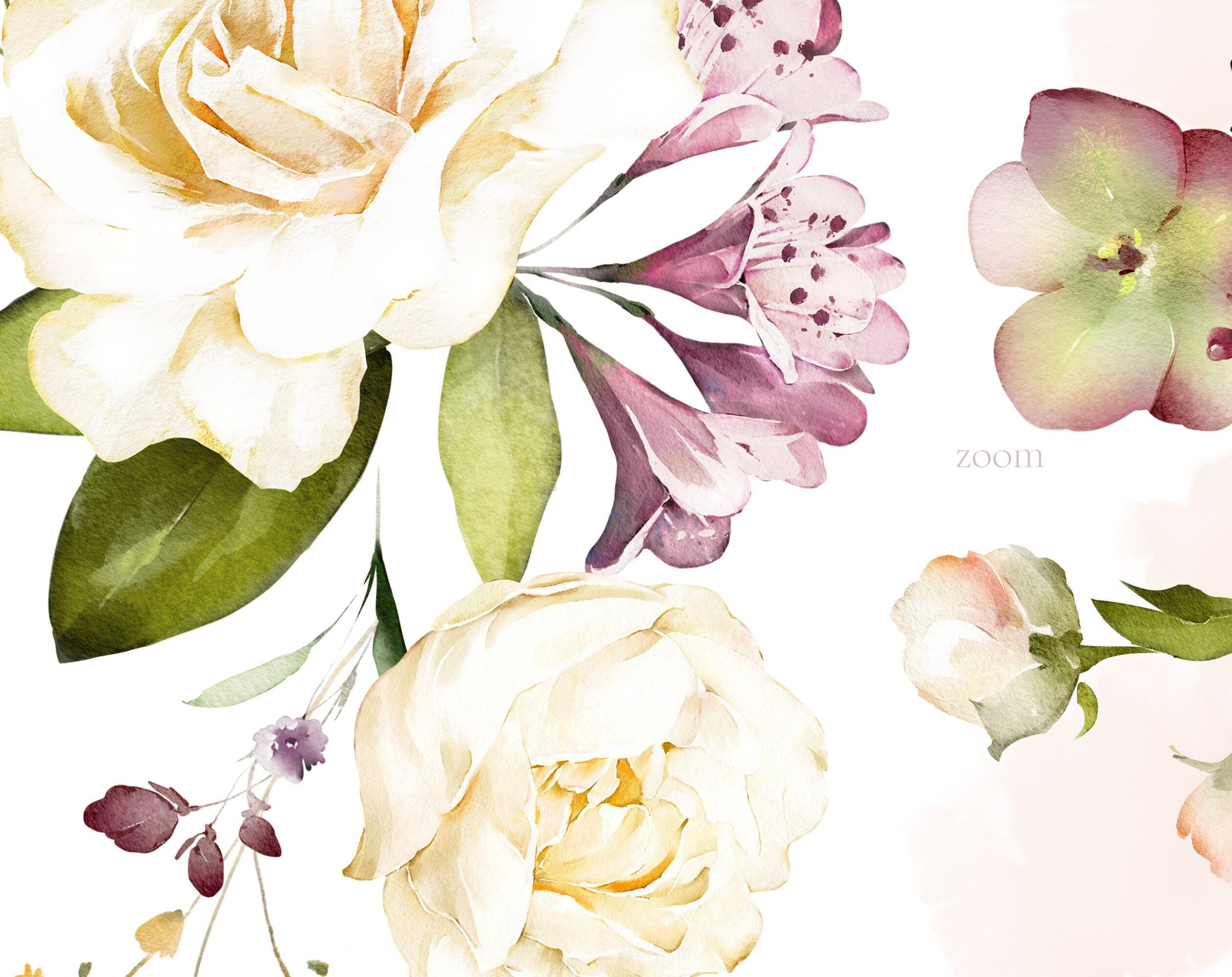 Watercolor Flower White Roses Floral Garden Bouquets PNG - Etsy
