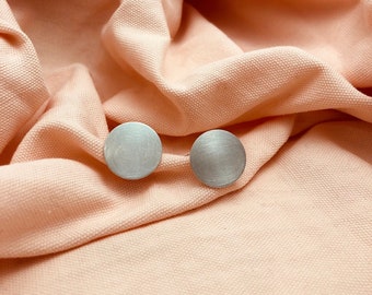 Matte Sterling silver round cufflinks