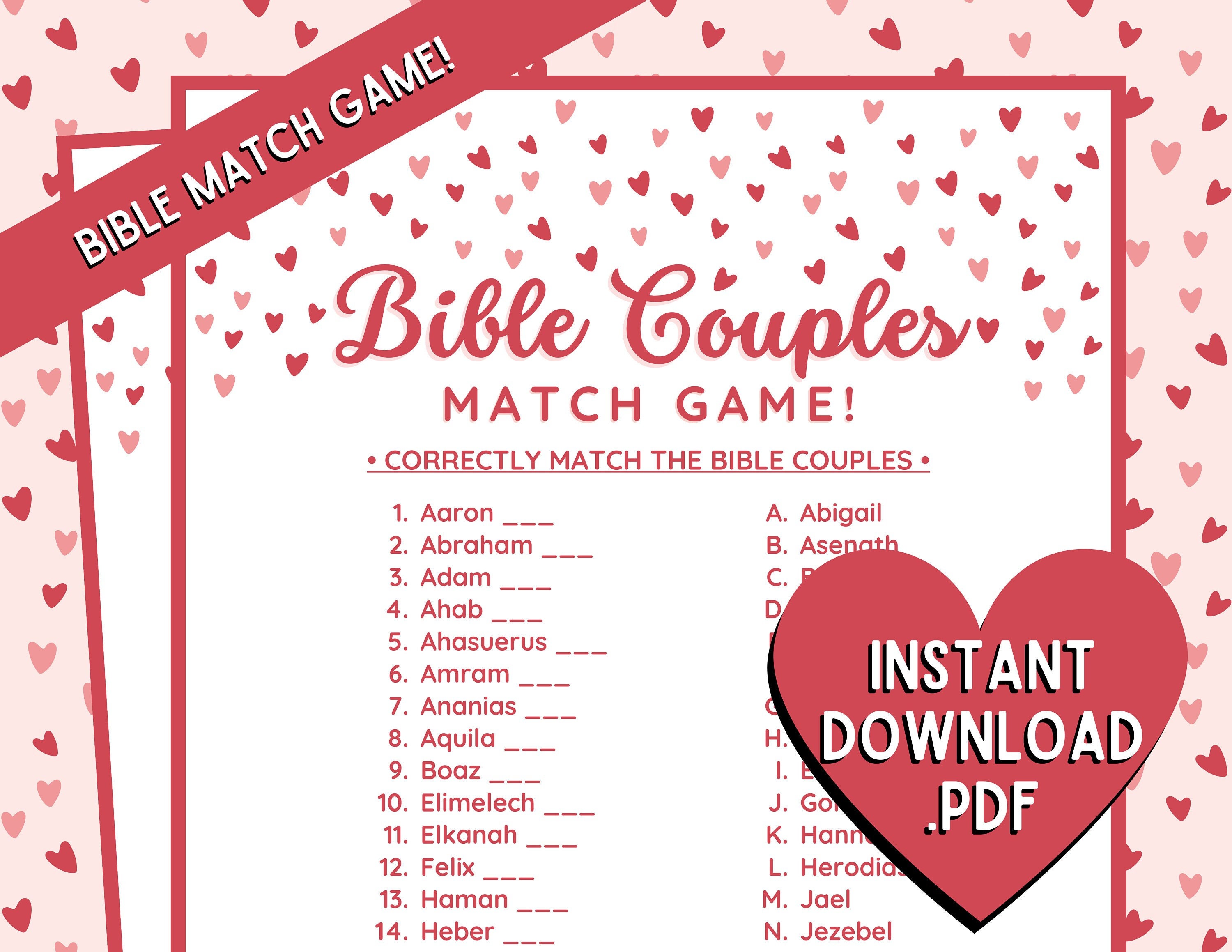 Bible Couples Match Game Marriage Bible Game Valentine - Etsy