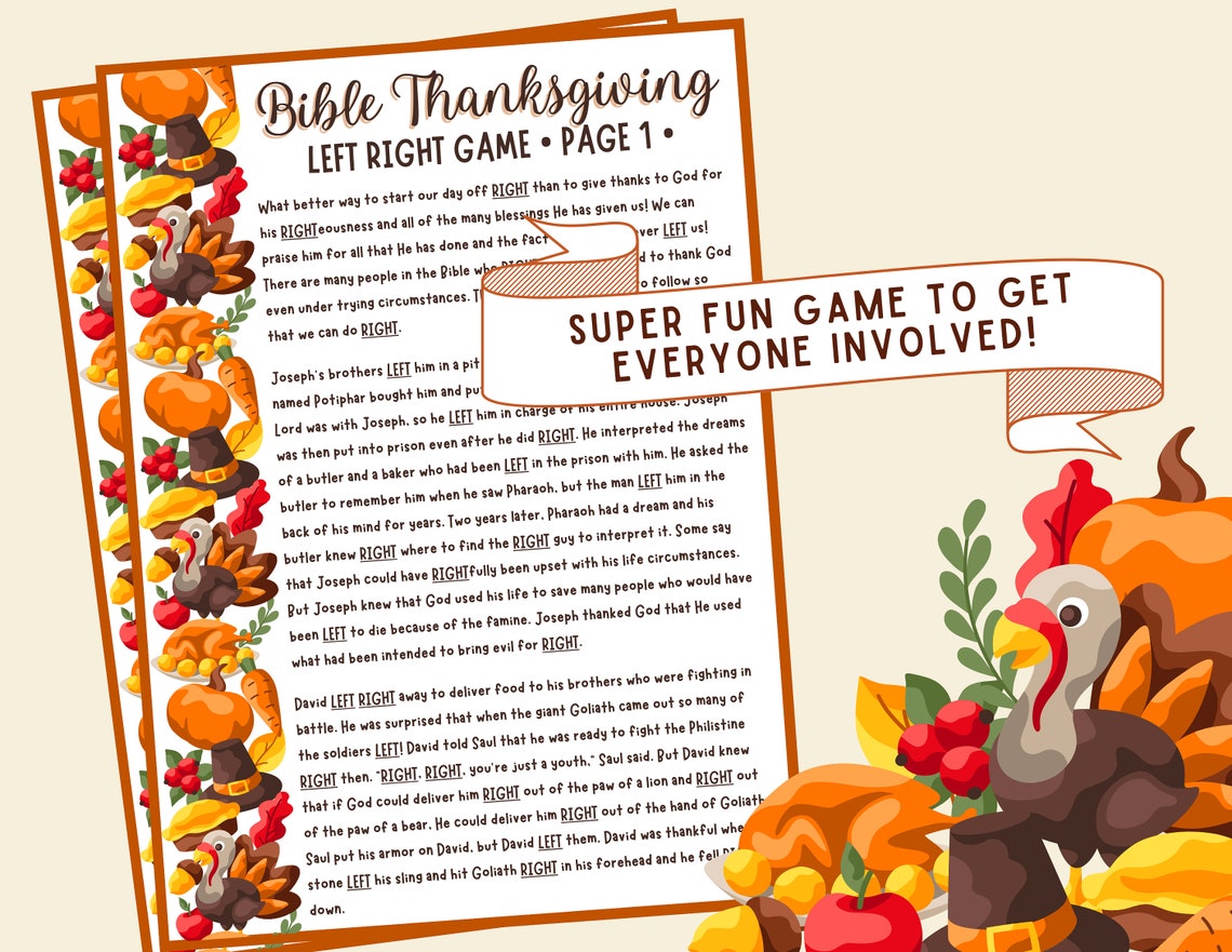 Bible Thanksgiving Left Right Game - Etsy