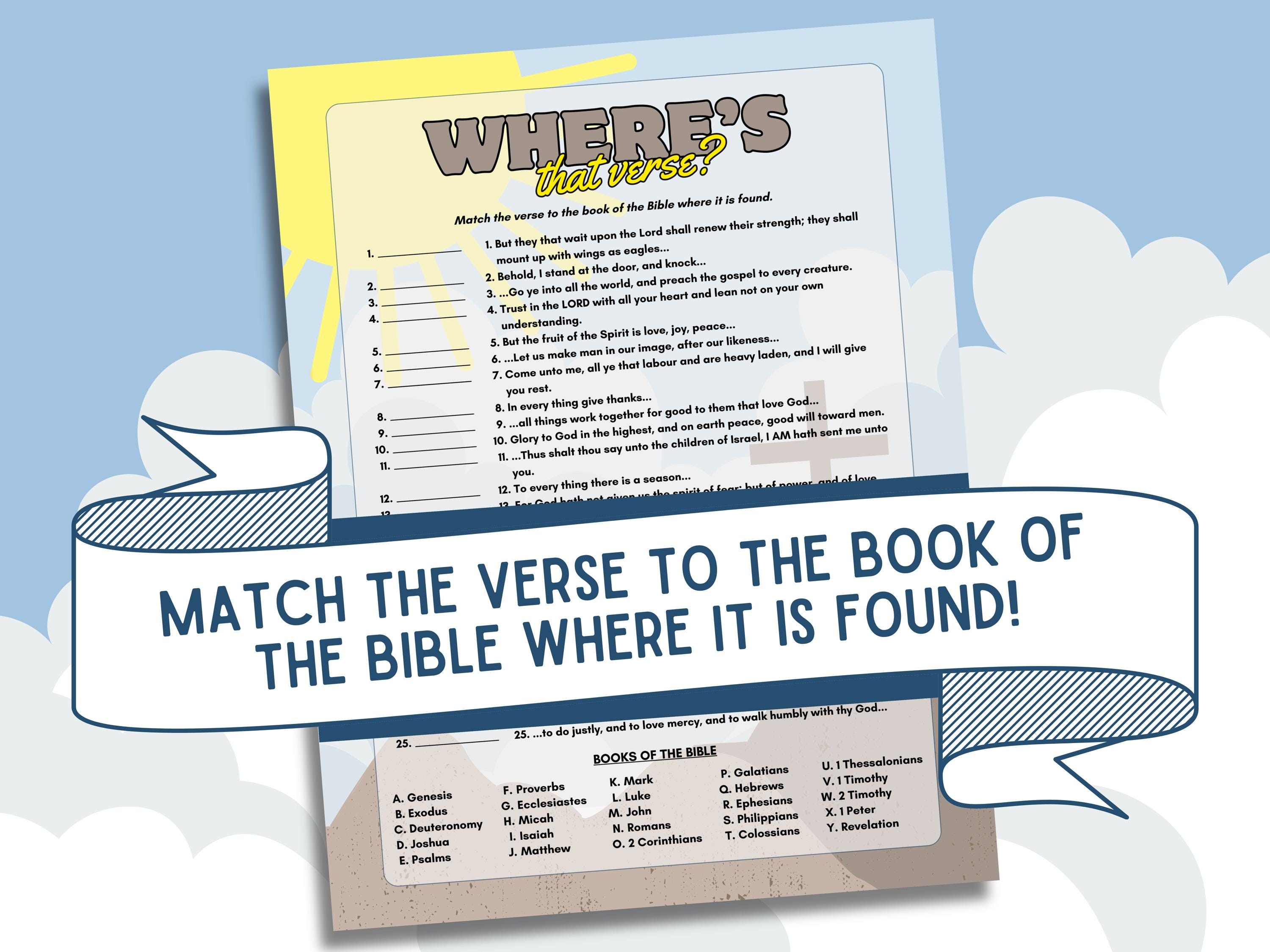 Bible Verse Match Game: Fun Church Activity (PDF Download) - Etsy