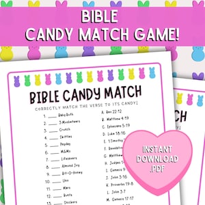 Match-spel Bijbelsnoep | Paasfeestspel | Bijbelspellen voor kinderen en volwassenen | Leuke kerkfeestspellen | Kerkspellen | Christelijke spellen