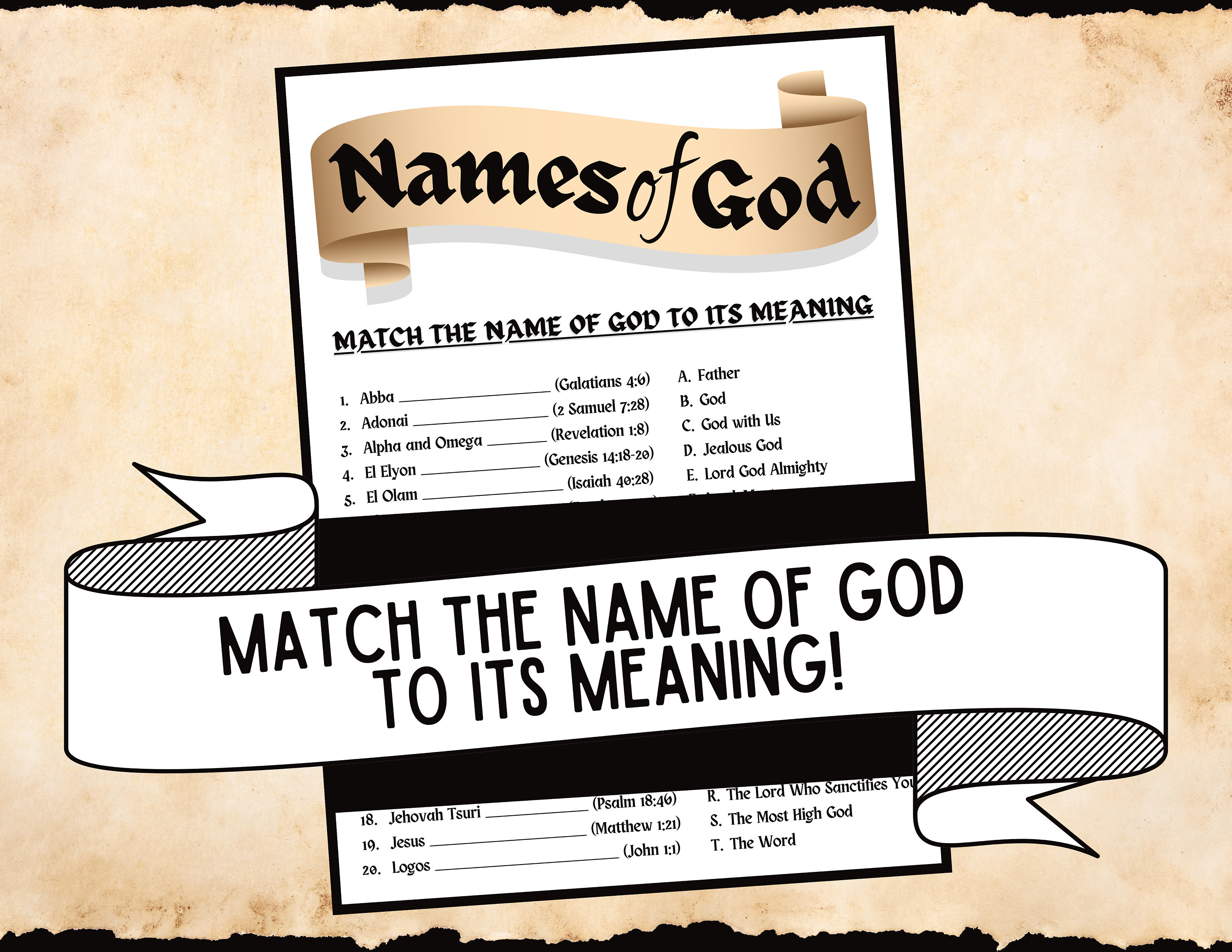 Names of God Bible Match Game Names of God Bible Trivia Game Bible
