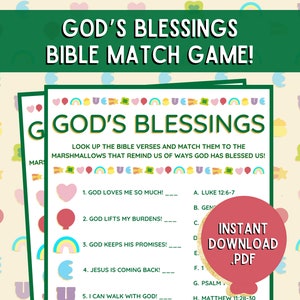 God&#39;s Blessings Bible Match Game | March Bible Match Party Game | Bible Games for Kids & Adults | Church Games