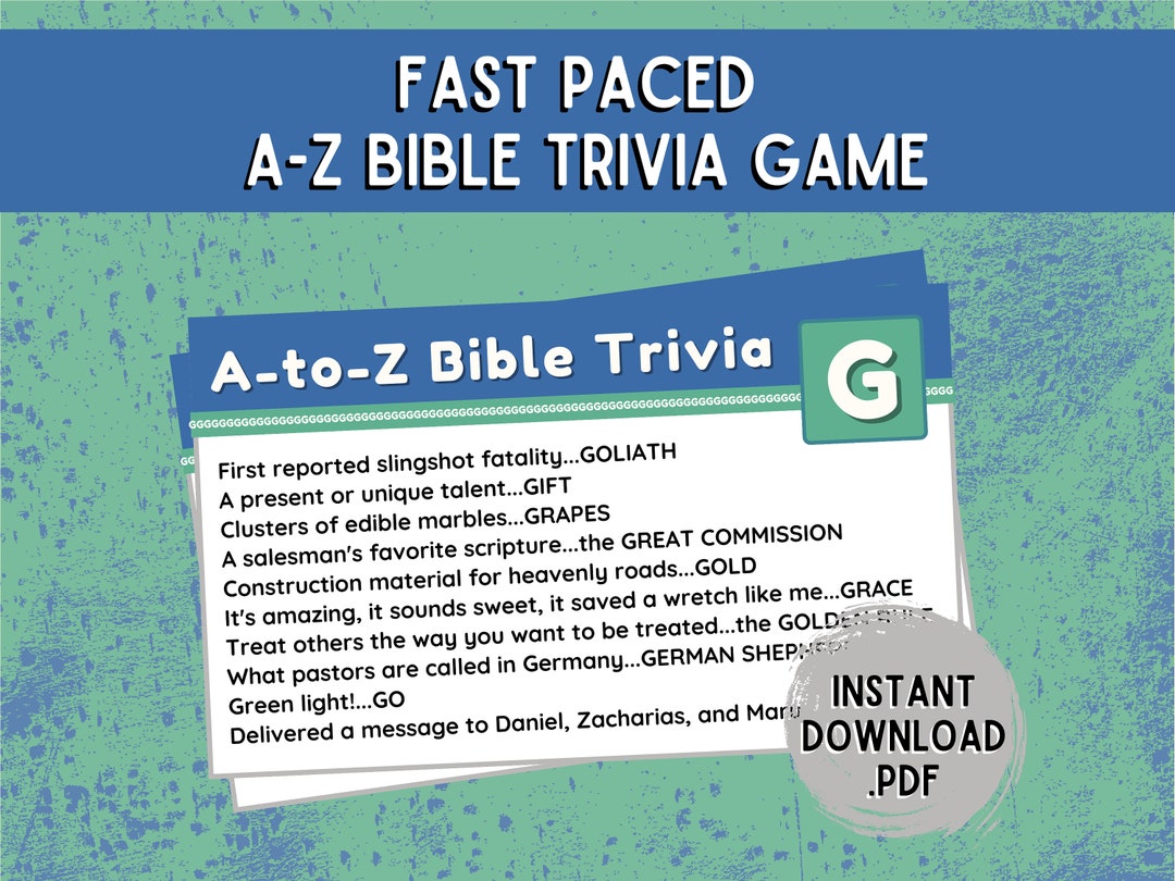 A-to-z Bible Trivia Game! | Bible Trivia | Printable Bible Game | Games ...