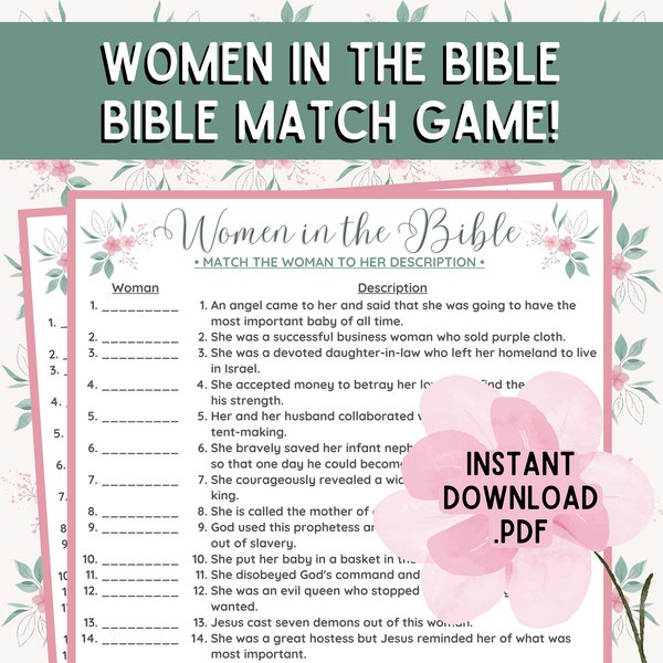 Vrouwen in de Bijbel | Vrouwen in de Bijbel Match Game | Dames Groepsspellen | Bijbelspellen voor dames | Kerkfeestspellen | Bijbelspellen voor kinderen