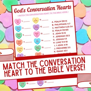 God's Conversation Hearts Bible Match Game Valentine Bible Match Party ...