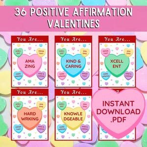 Positive Affirmation Valentinskarten | Ermutigende Valentinskarten | Positive Sprüche Valentinstag | Lehrerin | Gespräch Herzen | Färbung