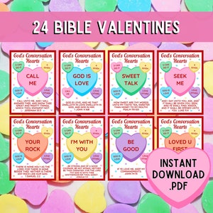 God's Conversation Hearts Valentine Cards | Bible Valentine Cards | Bible Valentines | Church Valentines | Conversation Hearts