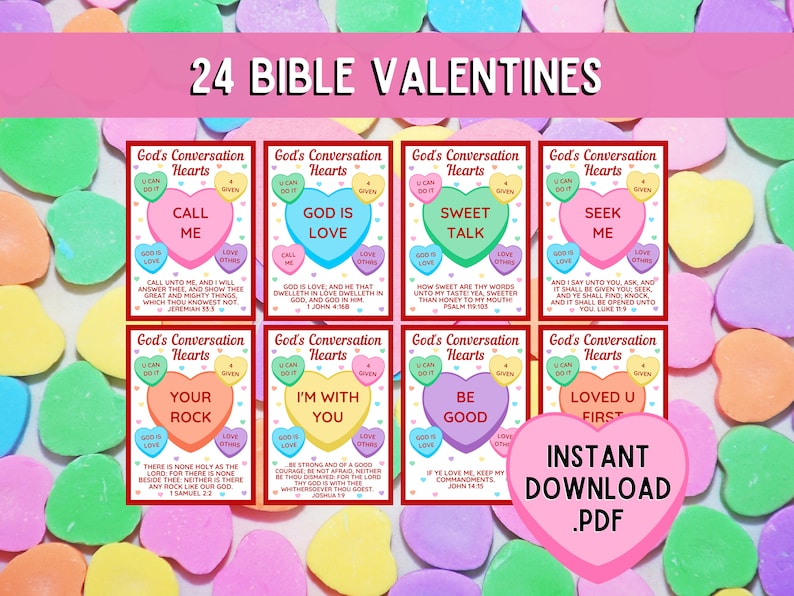 God's Conversation Hearts Valentine Cards Bible Valentine Cards Bible ...