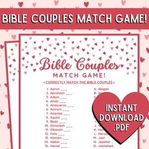 Bible Couples Match Game | Marriage Bible Game | Valentine Bible Match Party Game | Bible Games for Kids & Adults | Fun Church Party Games