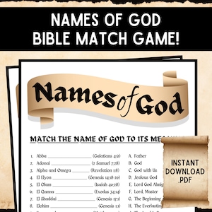 Names of God Bible Match Game | Names of God | Bible Trivia Game | Bible Match Game | Games for Kids & Adults | Church Games | Sunday School