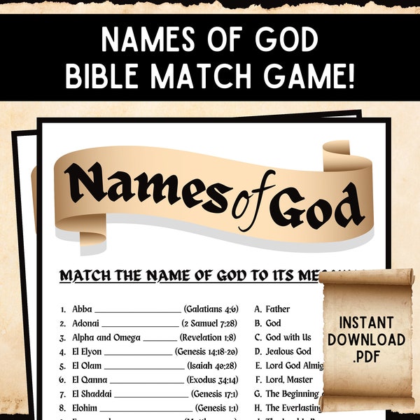 Names of God Bible Match Game | Names of God | Bible Trivia Game | Bible Match Game | Games for Kids & Adults | Church Games | Sunday School