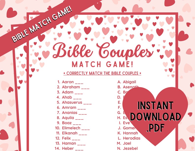 Bible Couples Match Game Valentine Bible Match Party Game - Etsy