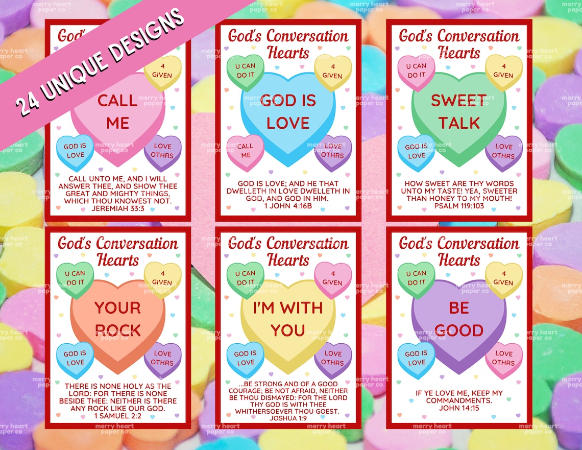 God's Conversation Hearts Valentine Cards Bible Etsy