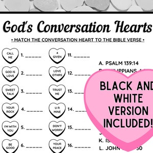 God's Conversation Hearts Bible Match Game Valentine Bible Match Party ...