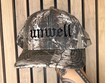 UNWELL Camo Hat, Dad Hat, Streetwear
