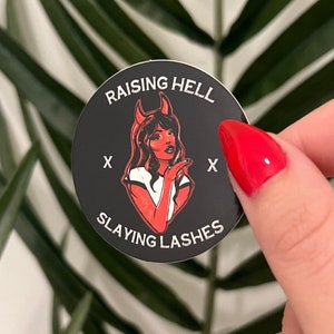 Raising Hell sticker, Lash Sticker, Lash Tech gift, Lash Artist, Lash Extensions, Skeleton, Gothic, Tattoo