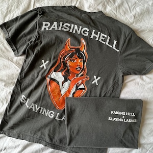 Raising Hell Tee, Lash Shirt, Lash Tech gift, Lash Artist, Lash Extensions, Skeleton, Gothic, Tattoo, Lash Artist Shirt, Grunge, gift