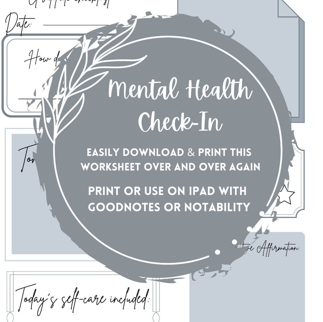 Mental Health Check in Worksheet, Downloadable, Printable, Mental ...