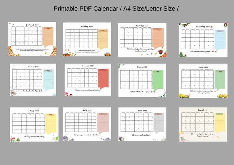 Digital Motivational Calendar 2023 Monthly Positive - Etsy