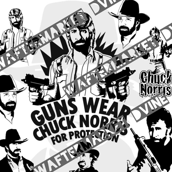 Chuck Norris Texas Ranger Walker Vektor Bundle 5 herunterladen Martial Arts Film Cut Datei CNC T-Shirt Tasse Druck Silhouette Vinyl Aufkleber Wandkunst