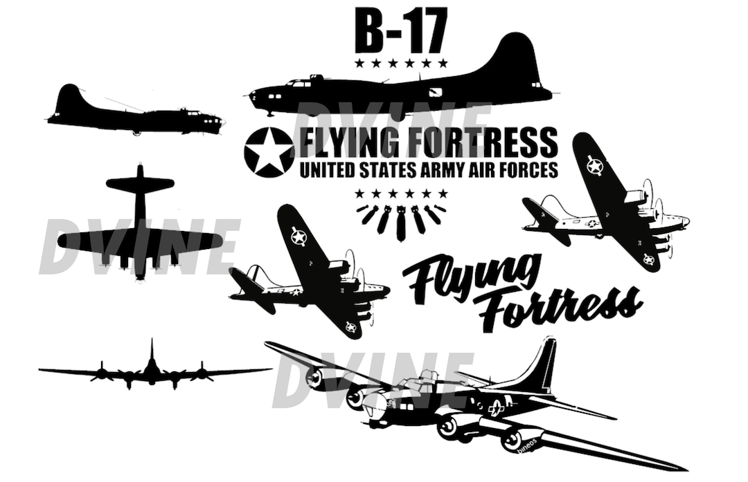 Flying Fortress B-17 B17 Boeing WW2 Never Forget Aircraft Vector Bundle ...