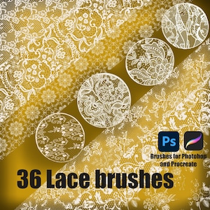 36 Lace Texture  Brushes,Lace Brushes Set,Seamless Lace Brushes, Clothes Texttile Lace Brushset, Brush Pack