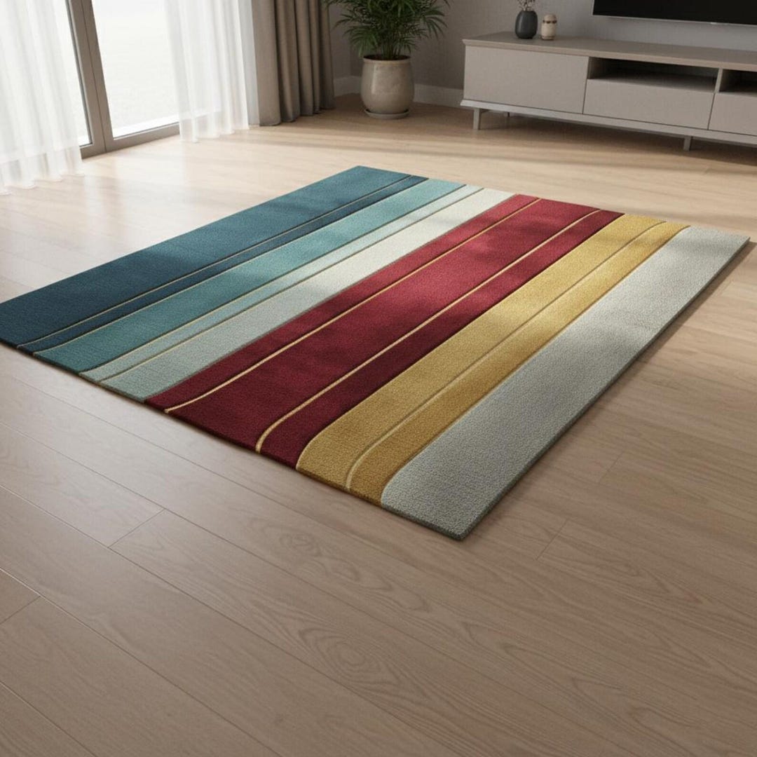 Earth Tone Abstract Rug – Tufted Geometric Wool Area Rug- Modern Earthy ...