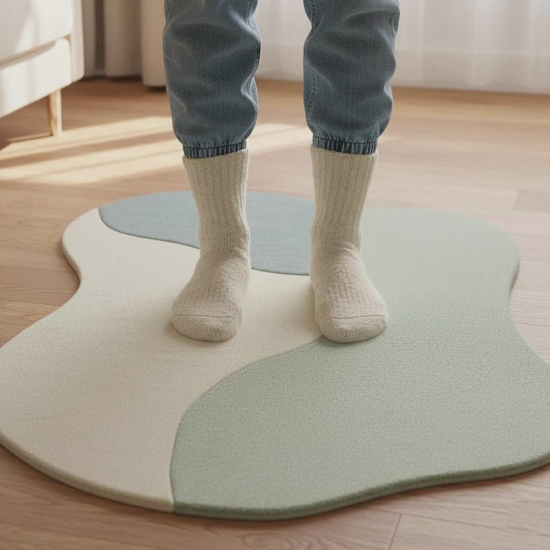 Abstract Area Rug With Arched Top – Modern Retro Wool Carpet | Handmade ...