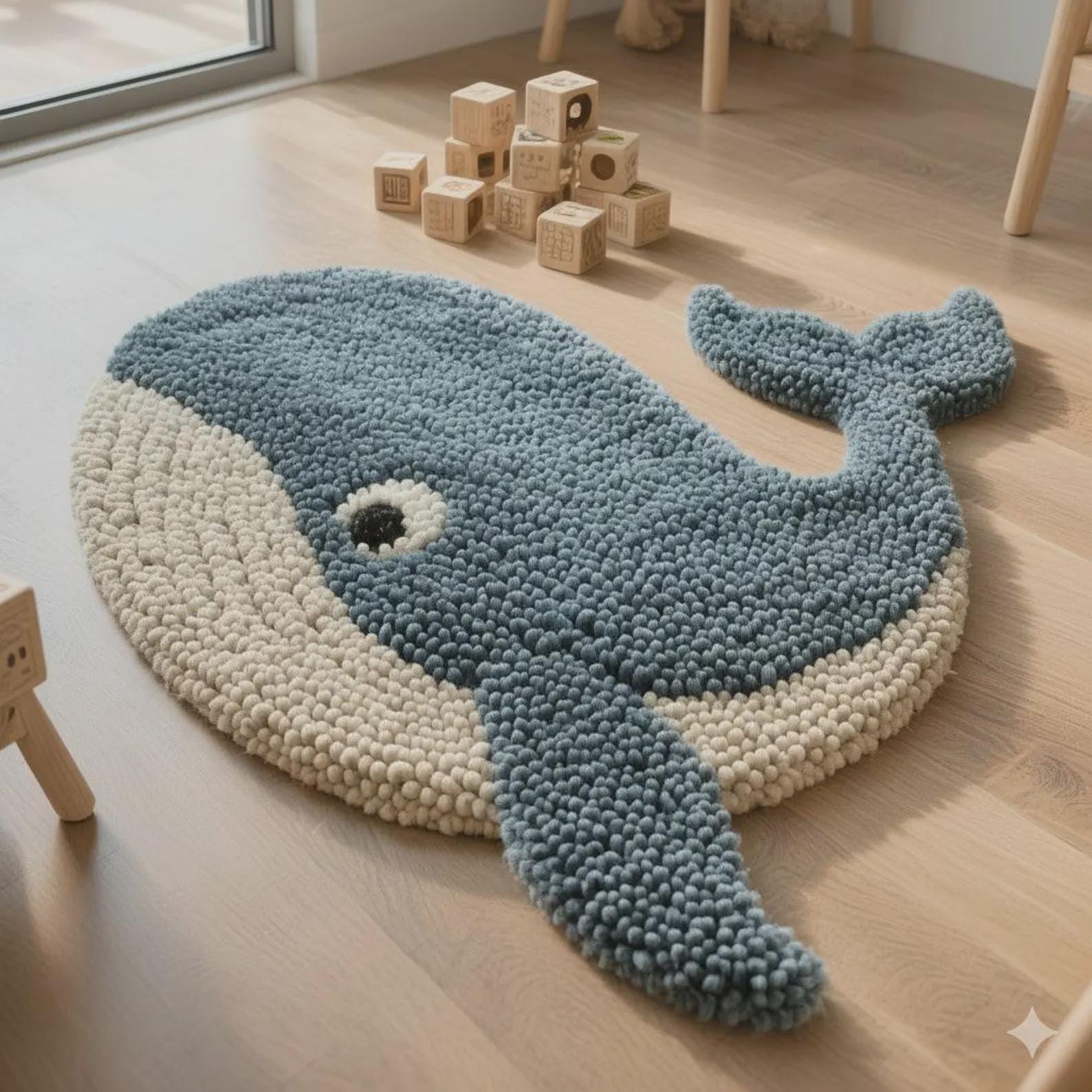 Whale Rug Tufted - Etsy UK