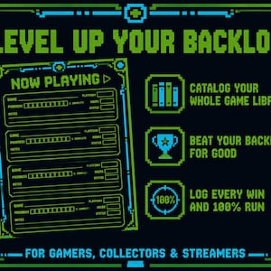 Video Game Tracker Printable | Gaming Backlog Planner, Library Catalog & Completion Log | Retro Pixel Art | GoodNotes Digital Download
