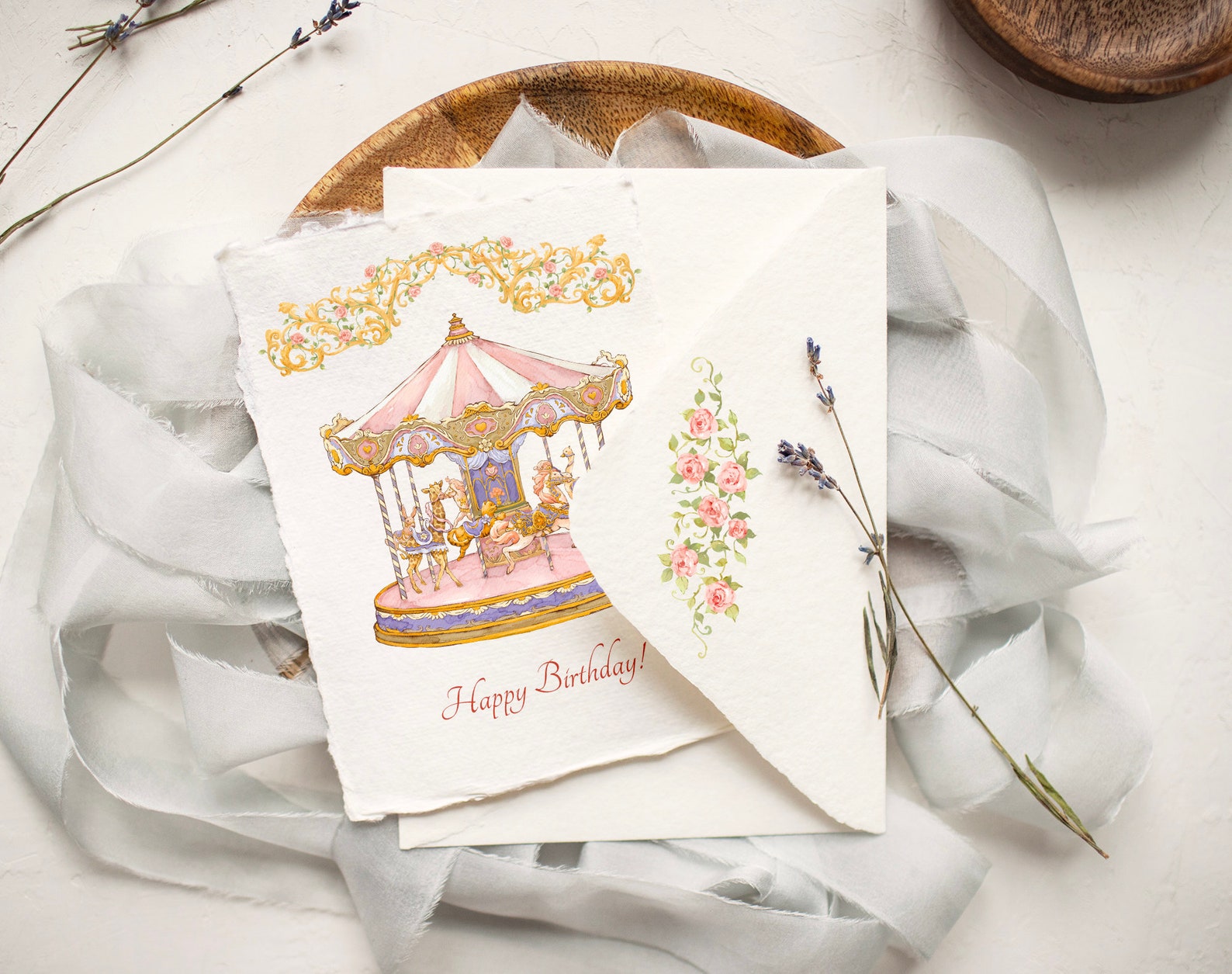 Watercolor Carousel Horses, Baby Shower Clip Art, Floral Frame, Png ...