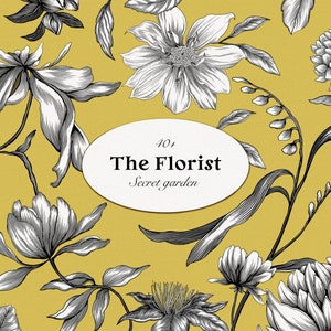 The Florist Secret Garden, Klasyczne kwiaty, Wzory, Grafika PNG, Kompozycja kwiatowa, Kolekcja jesienna