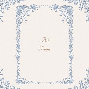 May include: A white background with a blue floral border. The text "A4 Frame" is in the center of the image.