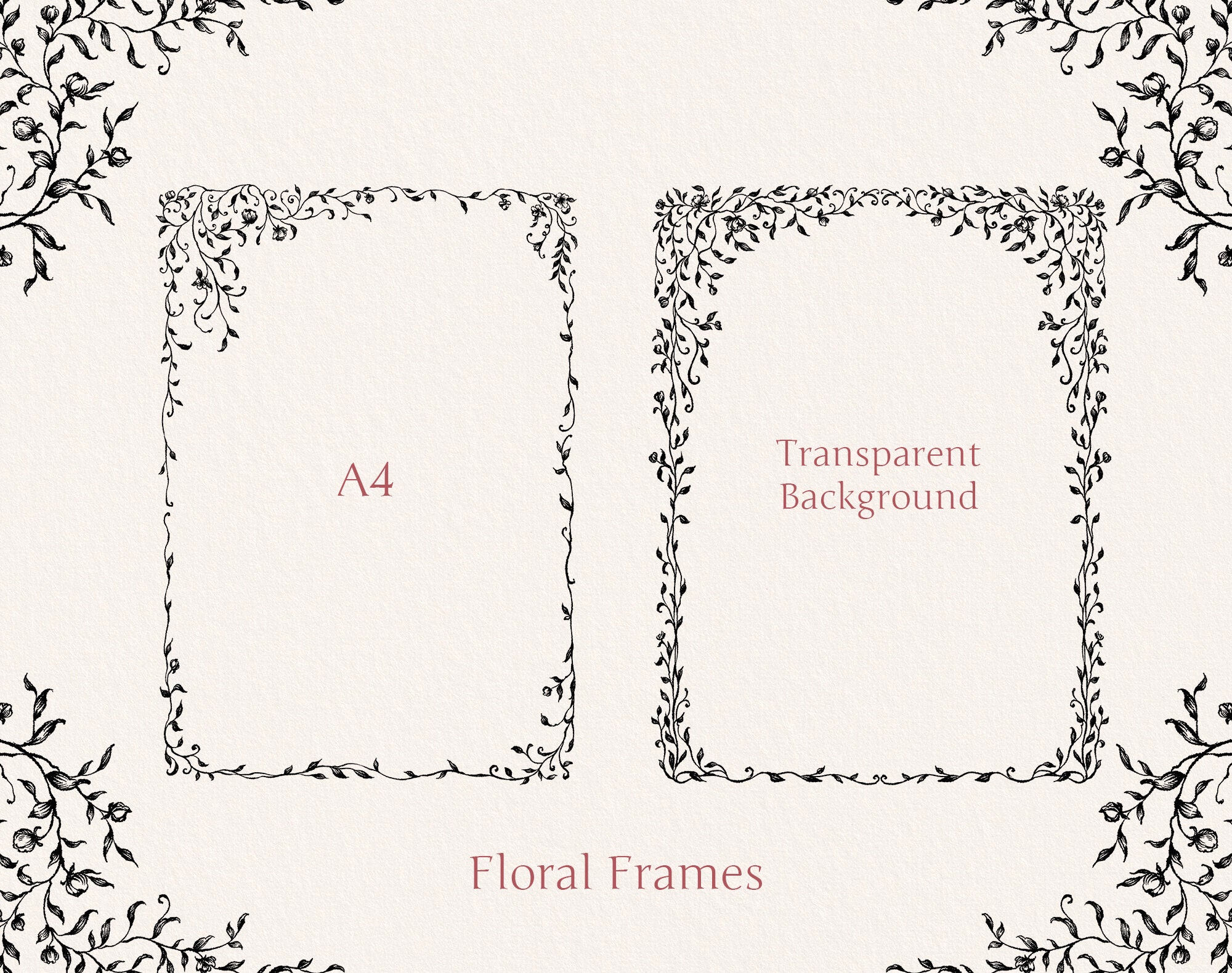 Springtime Frame Svg Springtime Basket Black Png Eps Svg Floral Frames Handmade Clipart ...