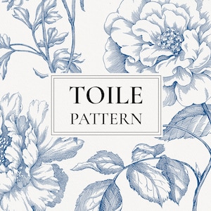 Toile Pattern Blue png Clipart, Digital flowers, Wedding Bouquet, Seamless floral patterns, roses, peony, French designs, de Jouy line art