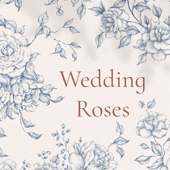 Wedding Roses Bouquets Png Eps Svg Line art vintage clipart, Handmade blue flowers, digital plants Celebration bouquet, invitation Design