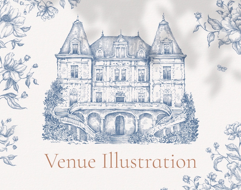 Wedding Venue Illustration Png Eps Svg, Wedding House Hand-drawn Sketch