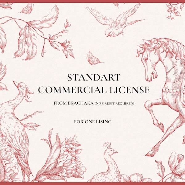 Limited Commercial License Ekachaka NO Credit required for ONE Etsy listing