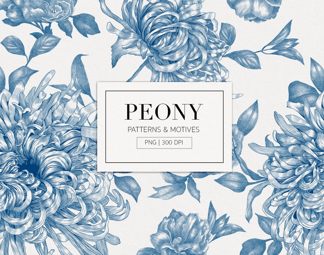Peony Patterns and Motives Bandle, Clip Art Flowers Design, Floral ...